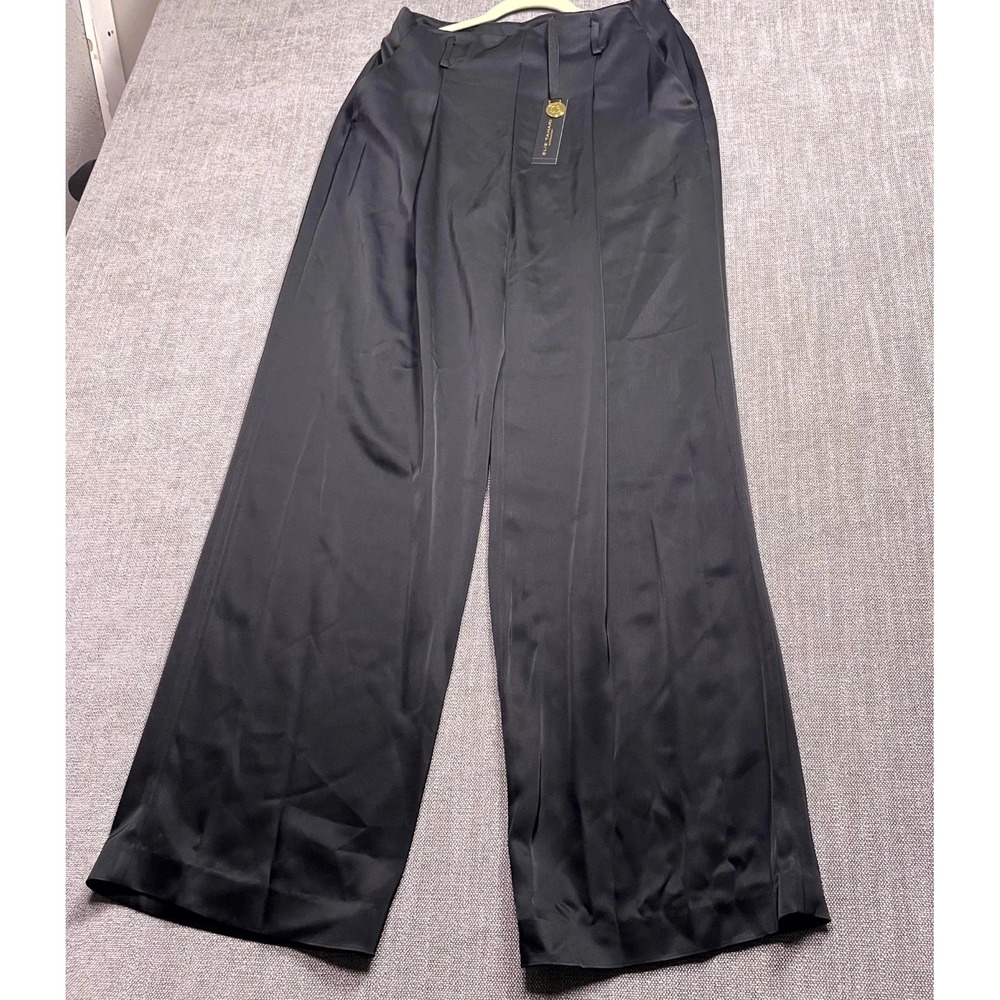 Elie Tahari Belted Pleated Pants Womens 8 Black Wide Leg E905M204 Limited Ed